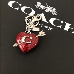 COACH Heart ❤️ arrow love Valentines Red Sparkling Purse charm key chain